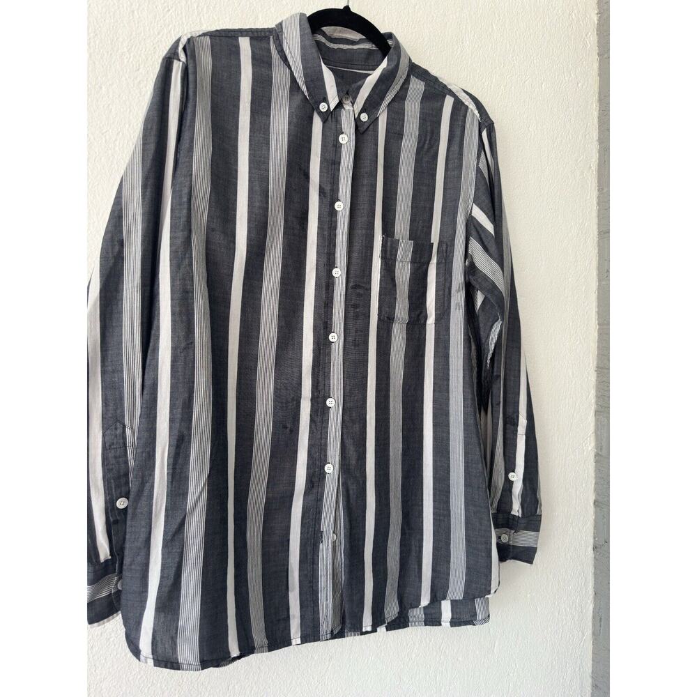 Equipment Femme Striped Oxford Button Down Oversized Blouse | Women’s Lg - Picture 2 of 8